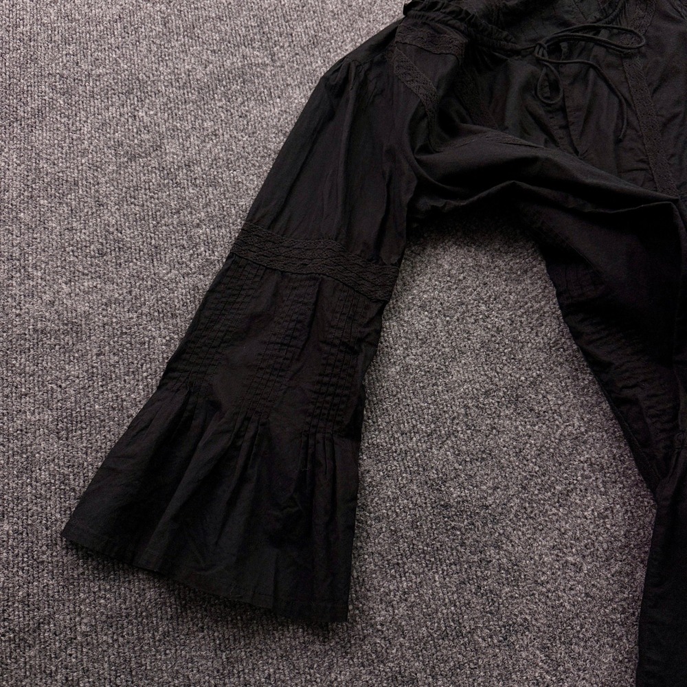 ViX Paula Hermanny Peasant Cover Up Sz M Black Lace Pintuck Bell Sleeve Tunic - Picture 8 of 16